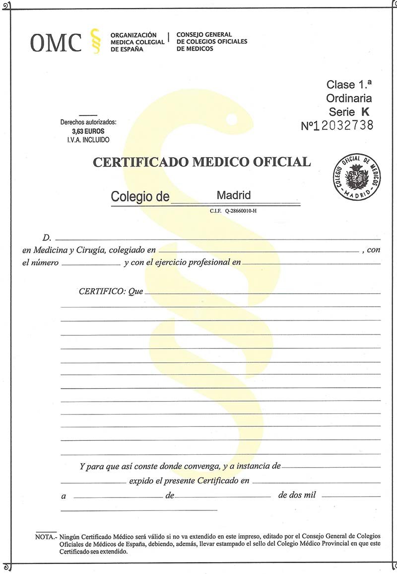 certificados médicos oficiales